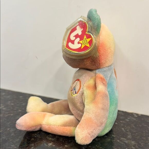 TY Beanie Baby Original 1996 Peace Bear Tie-Dye Rainbow w/ Swing Tag & Tush Tag - Picture 3 of 10